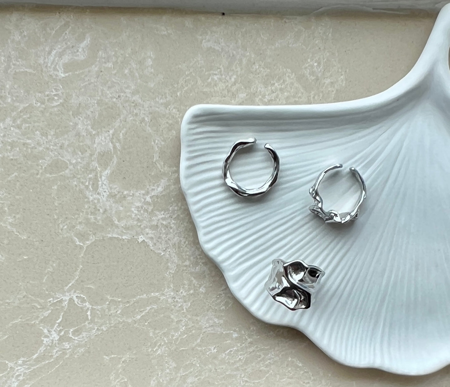 Hammered Silver Finger Ring- Set Of Three