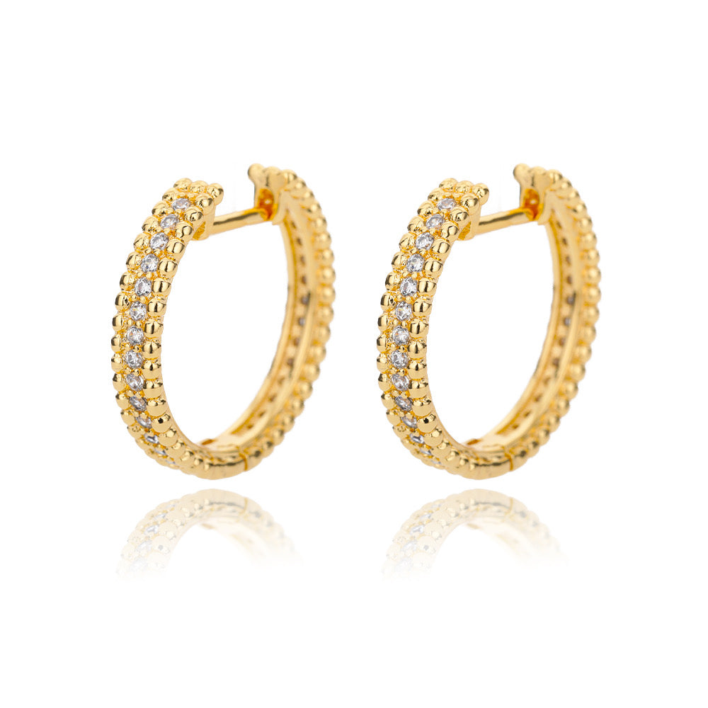 Golden Diamond-Studded Hoops