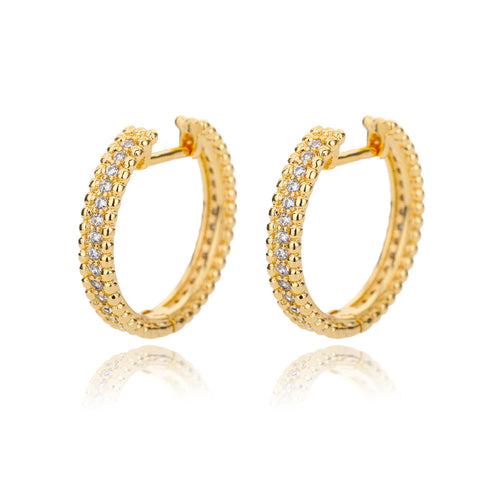 Diamond-Studded Gold Hoops