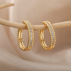 Golden Diamond-Studded Hoops