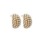 Gold Hoops with Gathered Pearls