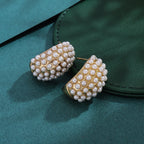 Gold Hoops with Gathered Pearls