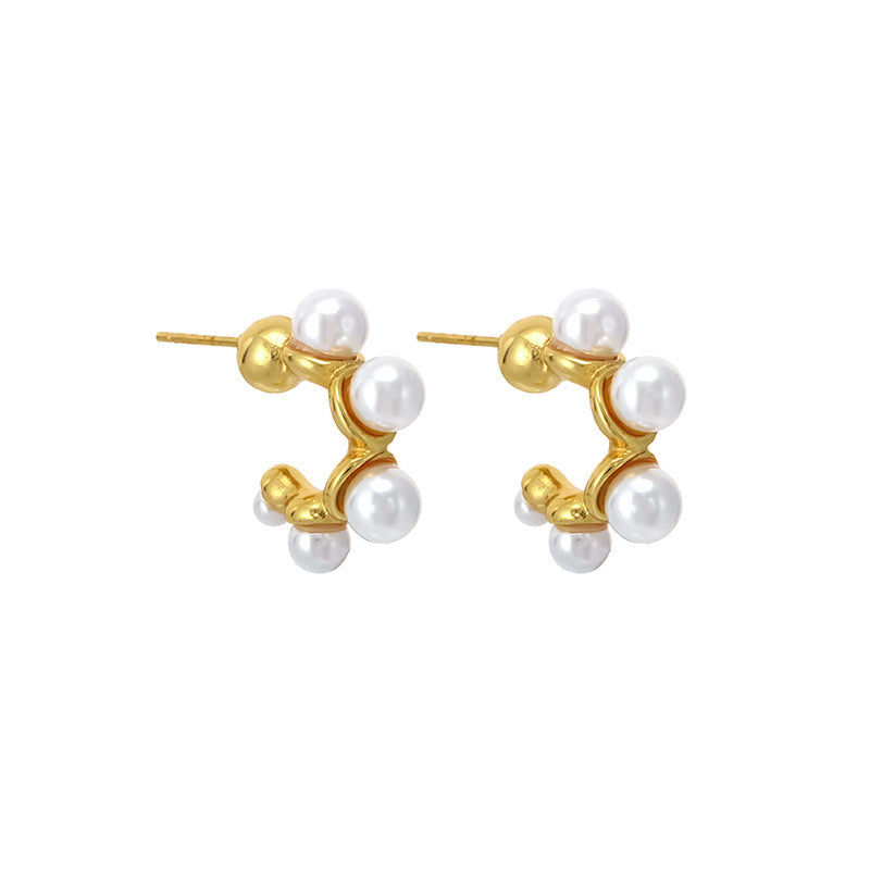 Pearl Hoops with Gold Plating