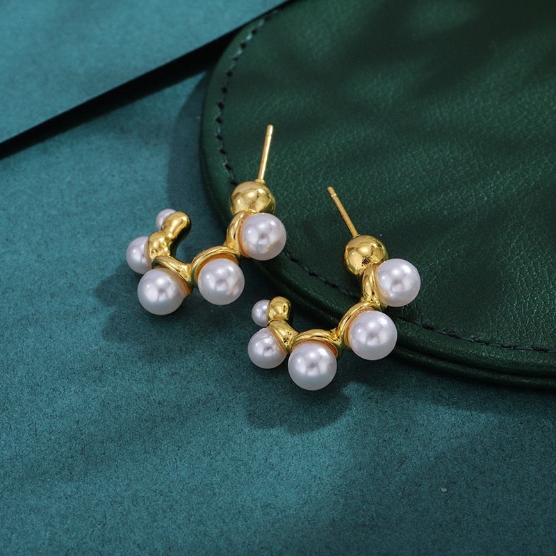 Pearl Hoops with Gold Plating