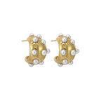 Water Droplet Gold Hoops with Pearl Detailing