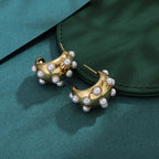 Water Droplet Gold Hoops with Pearl Detailing