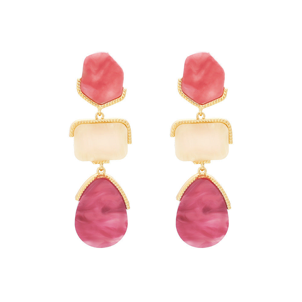 Gradient Resin Drop Earring- Pink