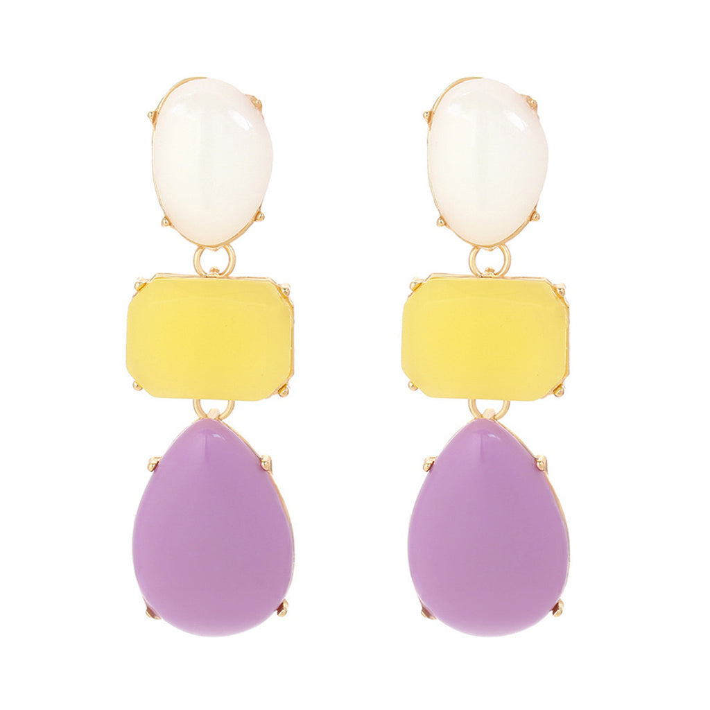 Gradient Resin Drop Earrings- Purple