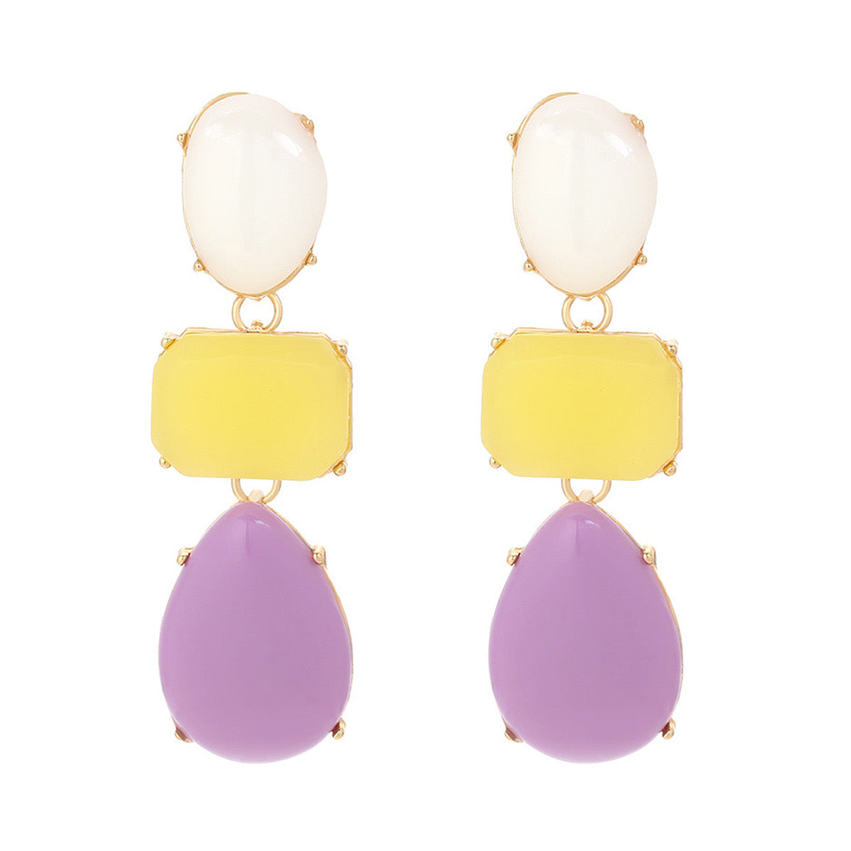 Gradient Resin Drop Earrings- Purple