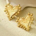 Retro Heart-Shaped Gold Earrings