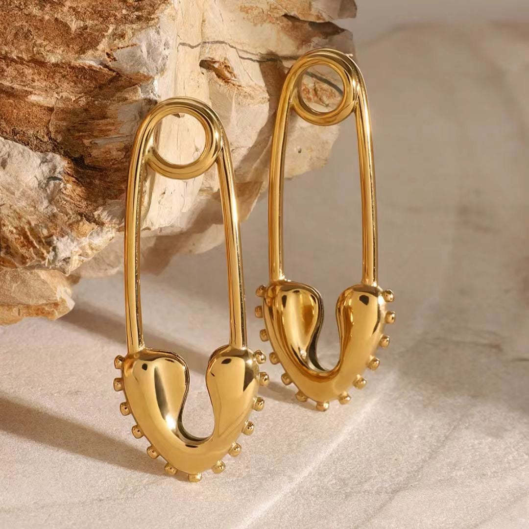 Safety Pin Gold Danglers