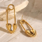 Safety Pin Gold Danglers