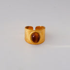 French Retro Stone Ring- Broad Cuff