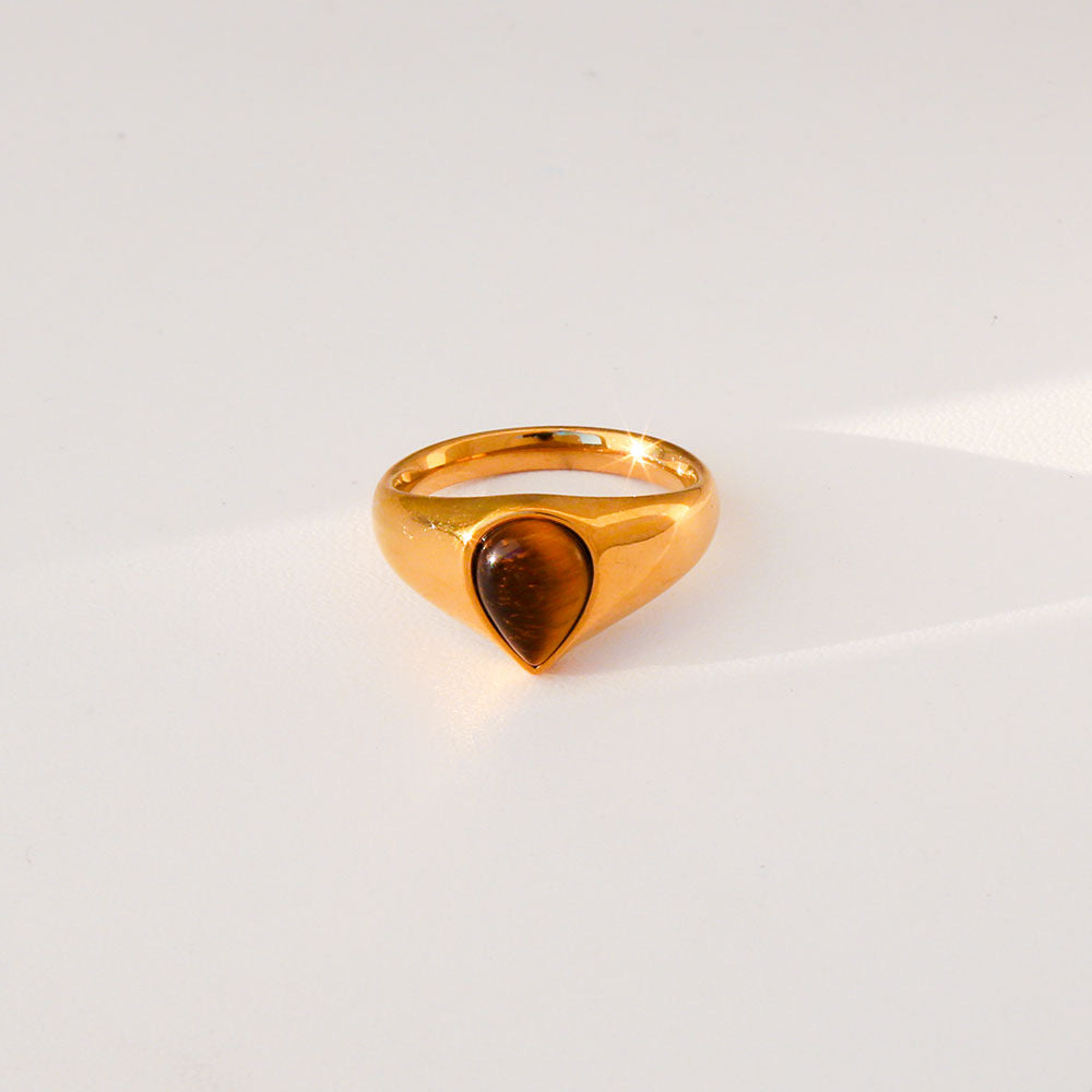 Gold Ring With Tear-Drop Gemstone