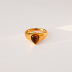 Gold Ring With Tear-Drop Gemstone