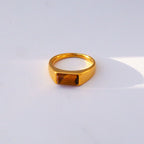 Gold Ring With Rectangle Gemstone