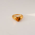 Gold Ring with Heart Gemstone