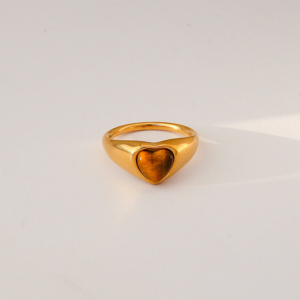 Gold Ring with Heart Gemstone