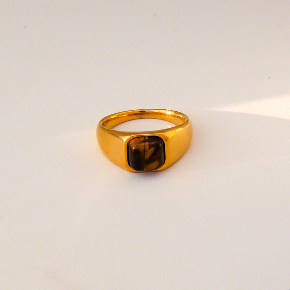Gold Ring With Square Gemstone