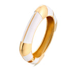 Square Shaped Gold Enamel Alloy Bangle- White