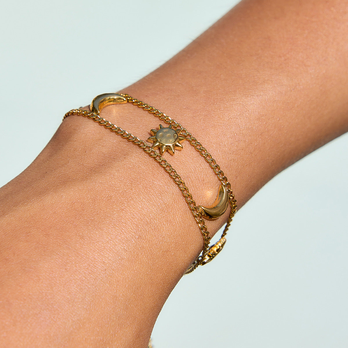 Gold Plated Sun And Moon Bracelet