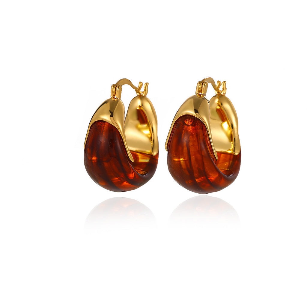 Amber Resin Hoop Earring