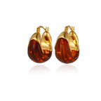 Amber Resin Hoop Earring
