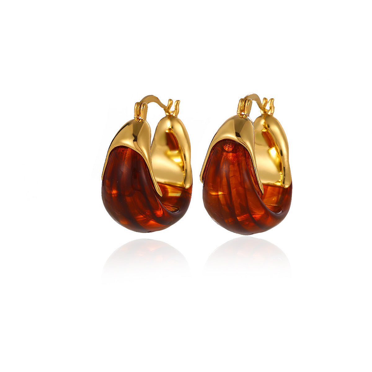 Amber Resin Hoop Earring