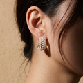 Gold Hoops with Gathered Pearls