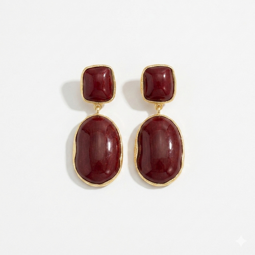 Crimson Retro Drop Earrings