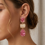 Gradient Resin Drop Earring- Pink