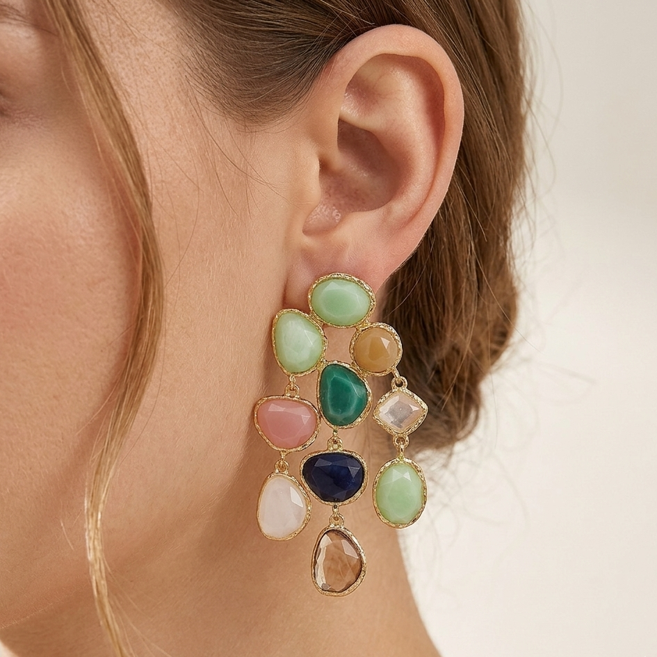 Multicoloured Resin Drop Earring