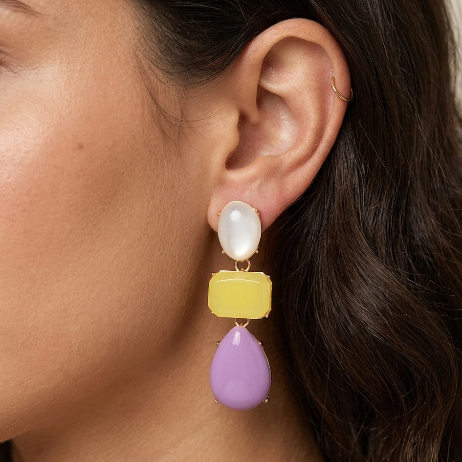 Gradient Resin Drop Earrings- Purple
