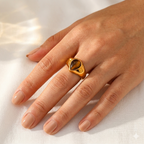 Gold Ring With Tear-Drop Gemstone