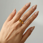 Gold Ring With Rectangle Gemstone