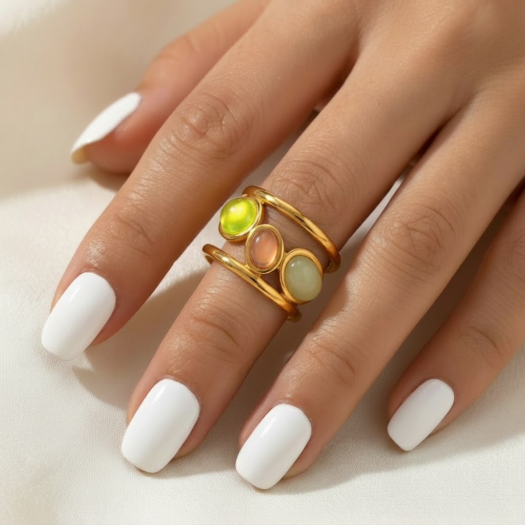 Vintage Multicoloured Studded Ring
