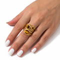 Gold-Plated Brown Studded Cuff Ring