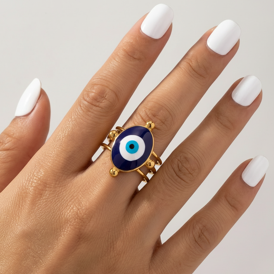 Oval Shaped Evil Eye Ring