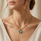 Cat Eye Pendant Necklace- Heart