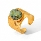 French Retro Sage Green Ring- Broad Cuff