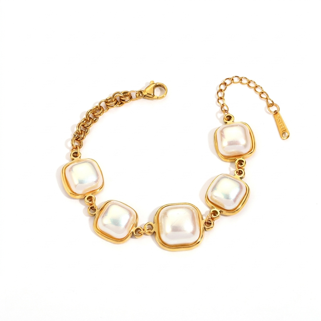 Square Bracelet with Pearl Inlay