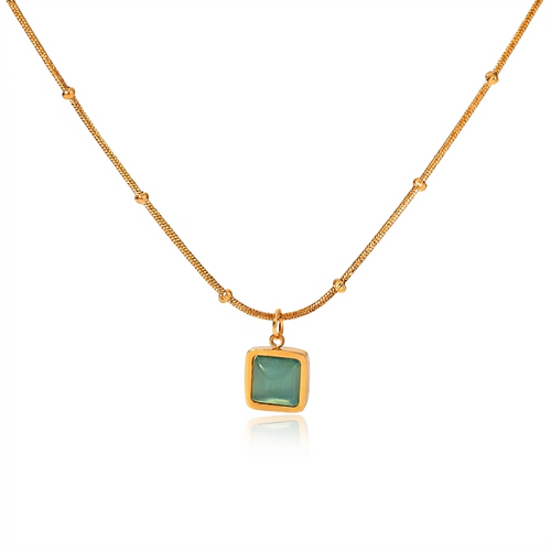 Cat Eye Pendant Necklace- Square