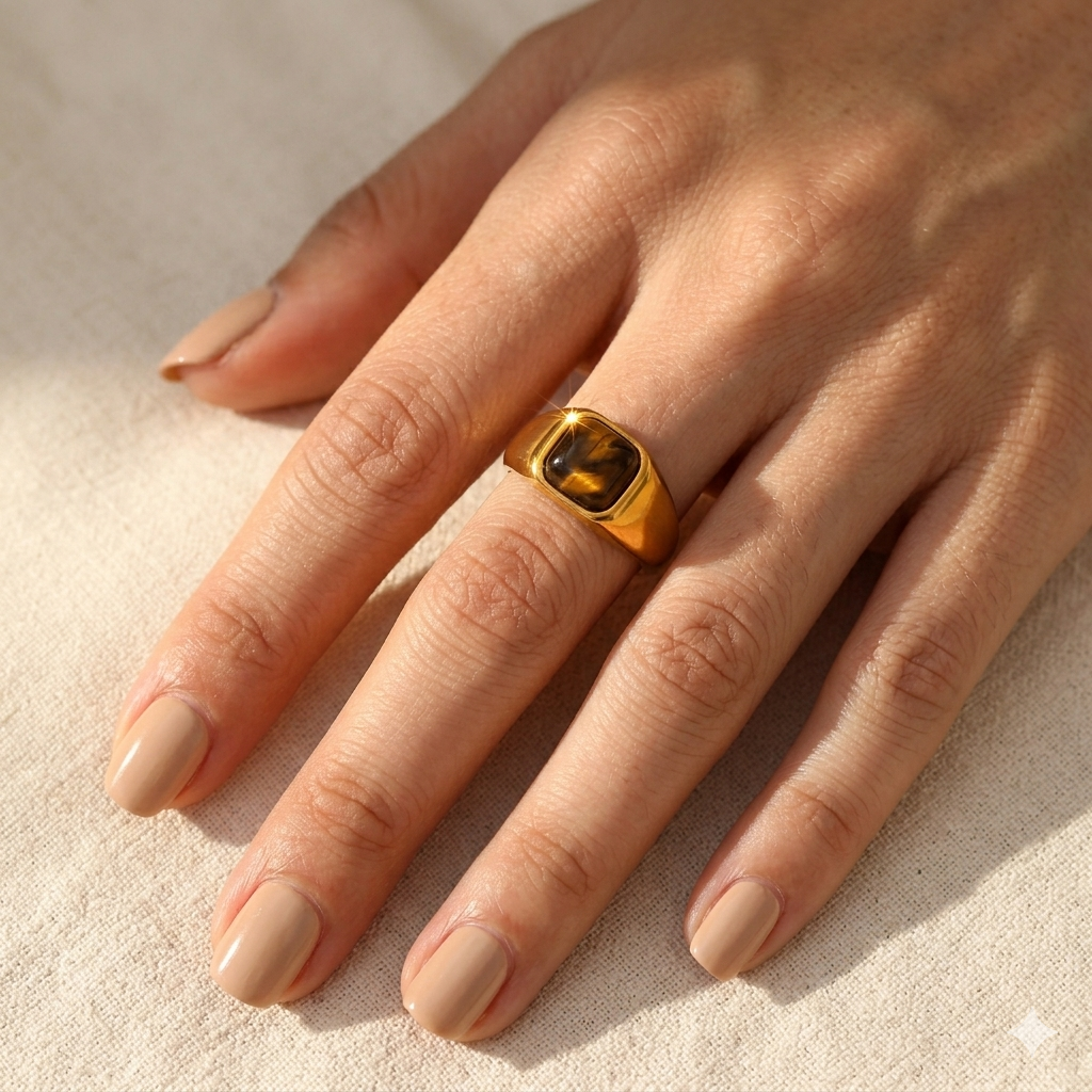Gold Ring With Square Gemstone
