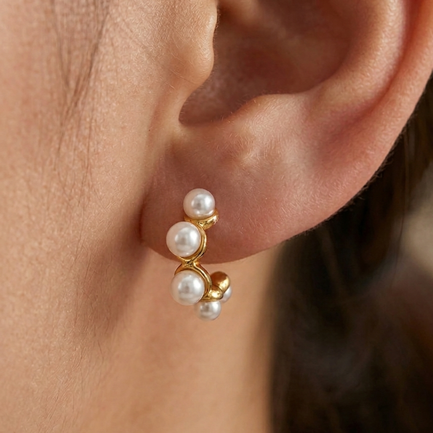 Pearl Hoops with Gold Plating