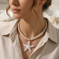 Starfish Twisted Rope Necklace- White