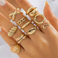 Gold Stackable Finger Ring- Set of Ten