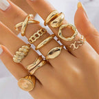 Gold Stackable Finger Ring- Set of Ten