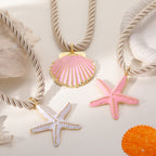 Starfish Twisted Rope Necklace- White