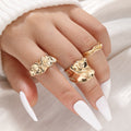 Hammered Gold Finger Ring- Set Of Three