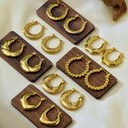 Chain Patterned Small Gold Hoops